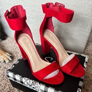 Sugarlips Bold Red Block Heels